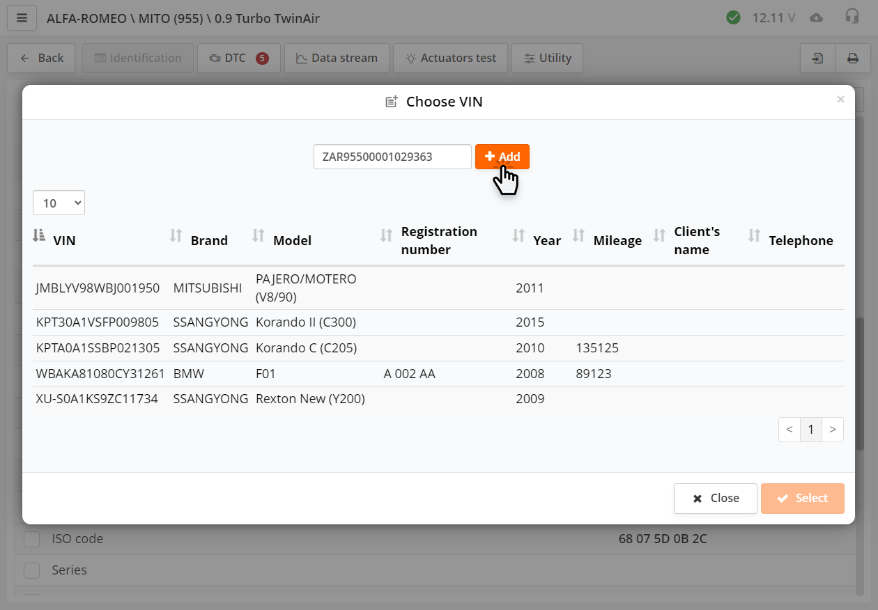 Adding a new VIN number to QClients if the VIN was automatically subtracted from the ECU