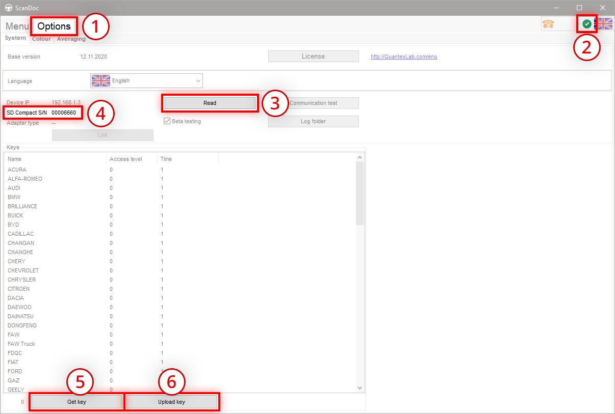 Updating the scanner firmware in an older version of the program