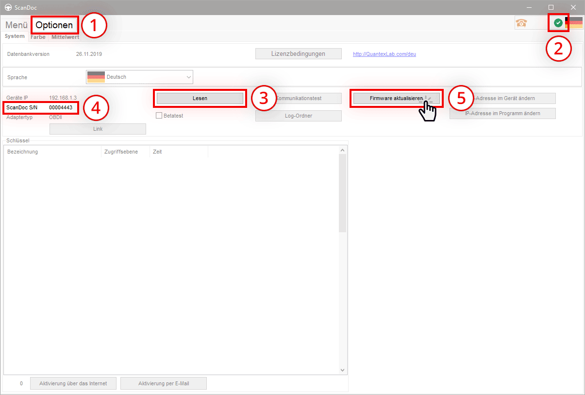 Aktualisierung der Firmware des Adapters